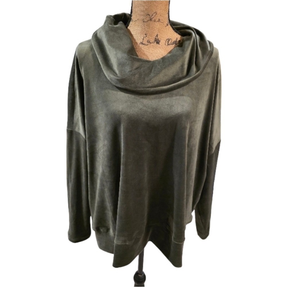 Cable & Gauge Super‎ Soft Olive Green Cowl Neck Women's Sweatshirt Plus Size 3X